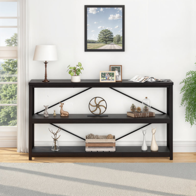 Makowski Console Table, Black Oak, 30" H x 55" W x 13.4" D