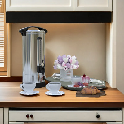 12L 100 Cup Commercial Coffee Urn, Stainless Steel Commercial Coffee Maker with Silicone Faucet