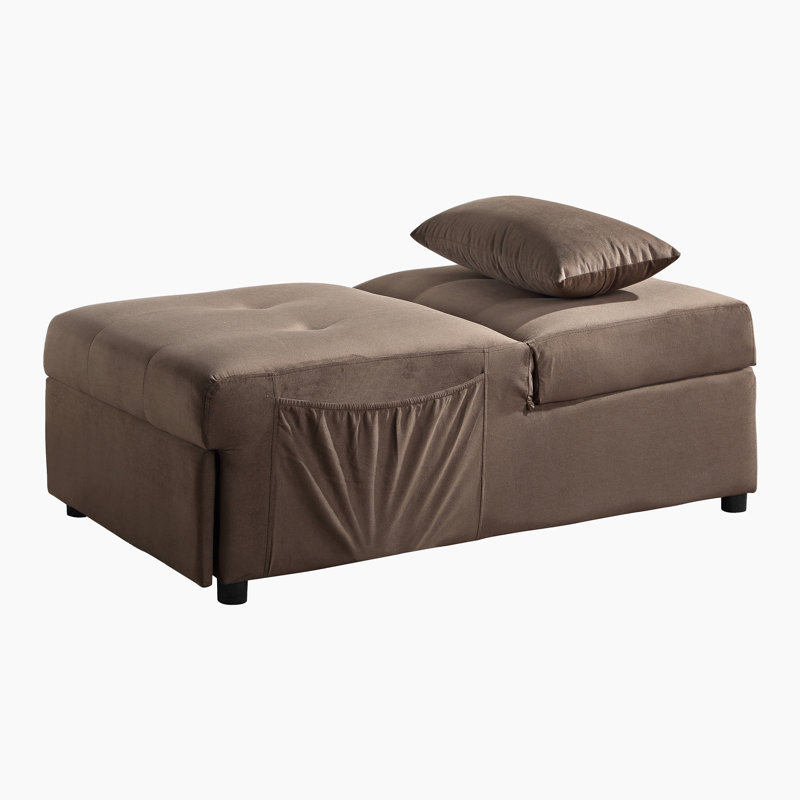 Alaisia 45.5" Modern & Contemporary Storage Bench with Velvet Fabric Upholstery, Adjustable Top, Pull-Out Ottoman
