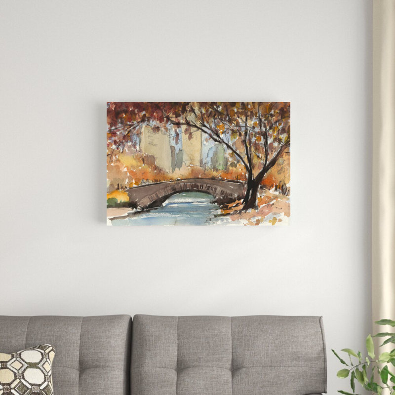 «Autumn in New York Study I» par Samuel Dixon - peinture sur toile tendue, H 20 po x l 30 po x P 1,25 po, Toile tendue, Non