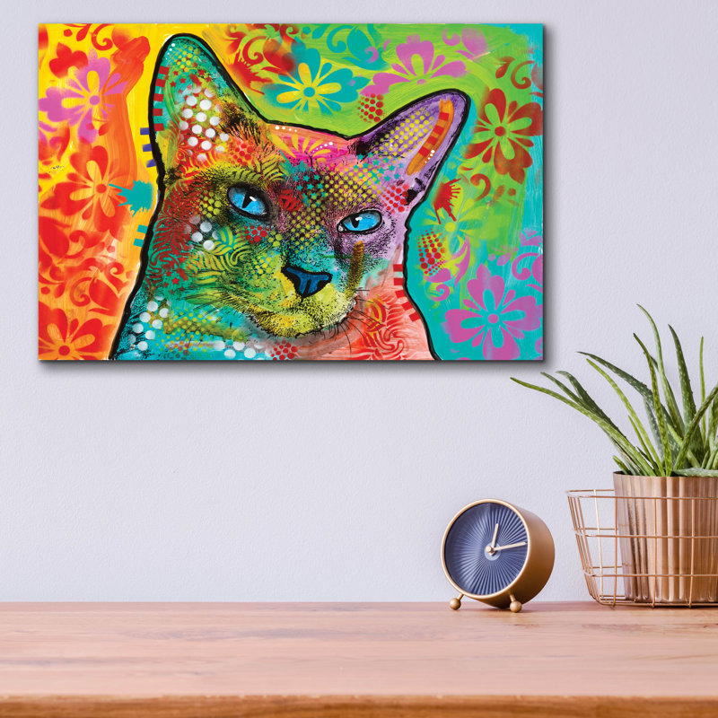 «Blue Point Siamese» par Dean Russo, art en verre acrylique, H 12 po x l 16 po x P 0,13 po