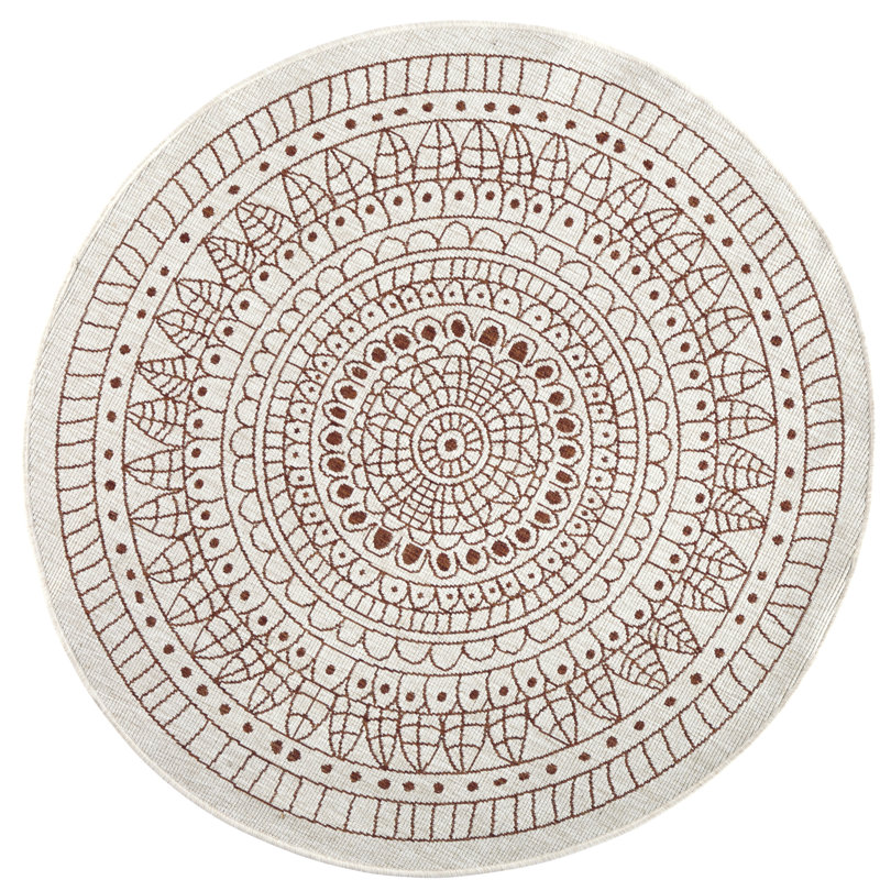 Porto Flatweave Orange/Cream Rug, Round  140cm