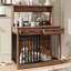 Chenil robuste pour chien de 38 po, table d'appoint brune avec 2 tiroirs de rangement et une tablette, conception de porte coulissante pour un déplacement facile, table de cage intérieure moyenne pour animaux de compagnie, cage pour chiens, structure en fer
