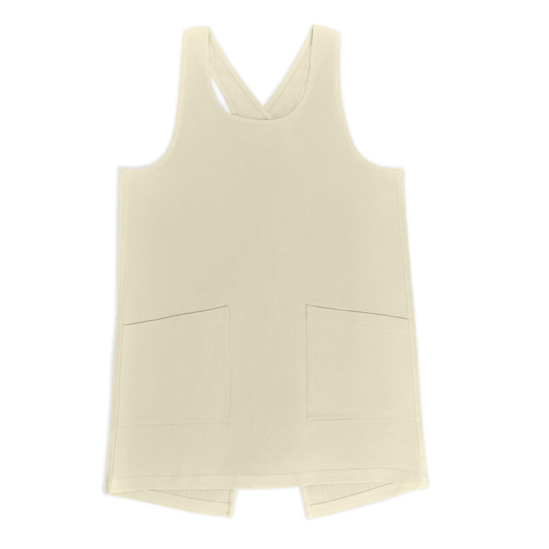 Linen Smock Apron 100% Pure Linen for Men & Women, Creamy Ivory