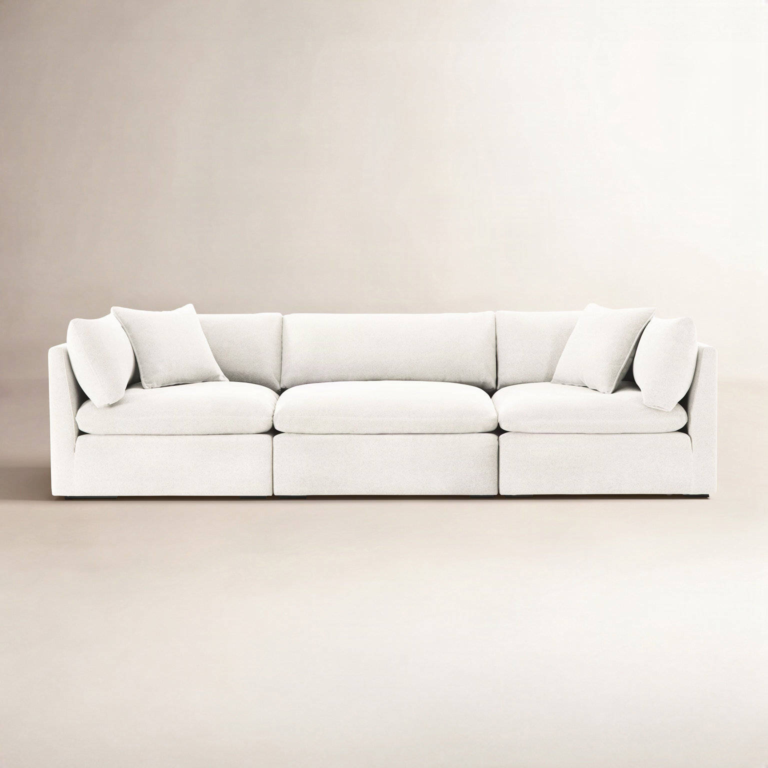 Annabella 122" Modular Sofa, Elite Ivory Textured Performance Chenille