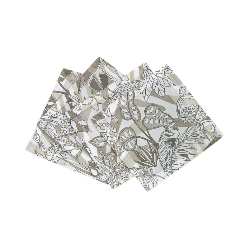 Sabi Jungle Cotton Sateen Cocktail Napkins, Neutral