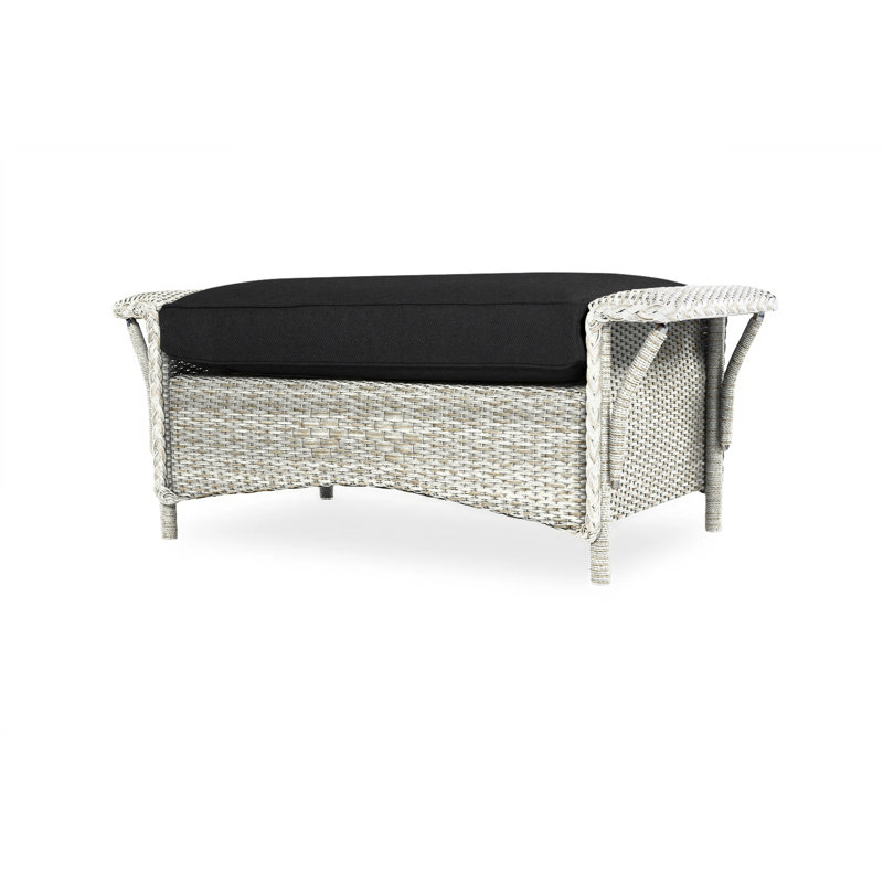 Nantucket Outdoor Ottoman, Canvas Black Sunbrella® Canvas, Antique White