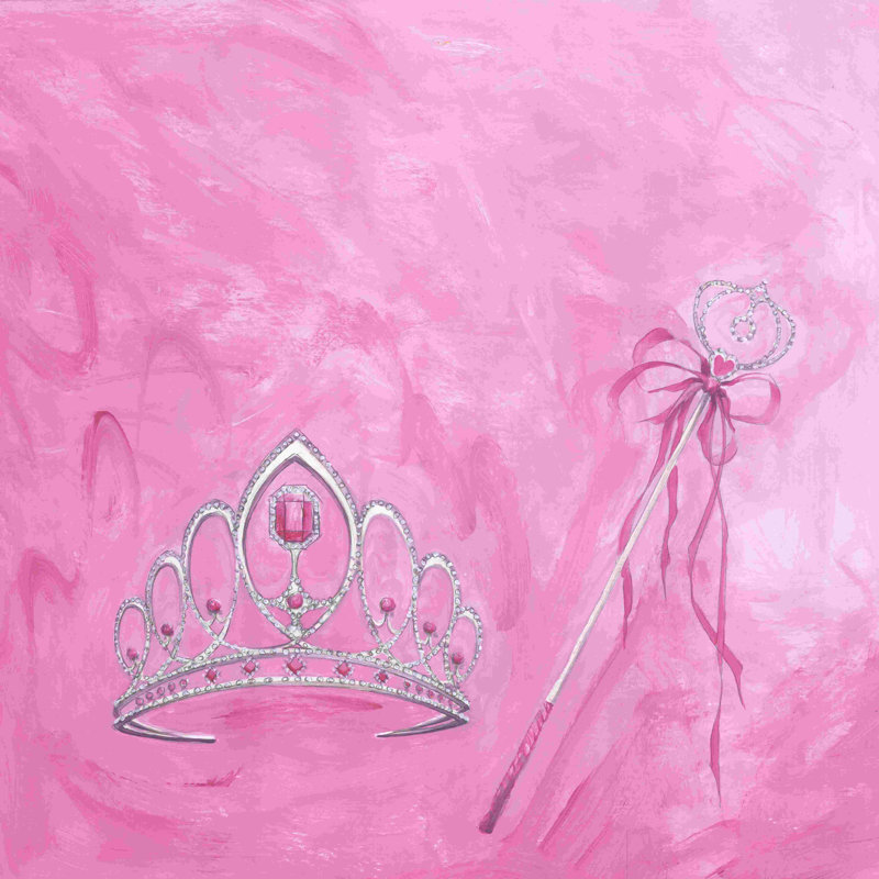 Aquarelle rose diadème et baguette, H 12 po x l 12 po x P 1,25 po