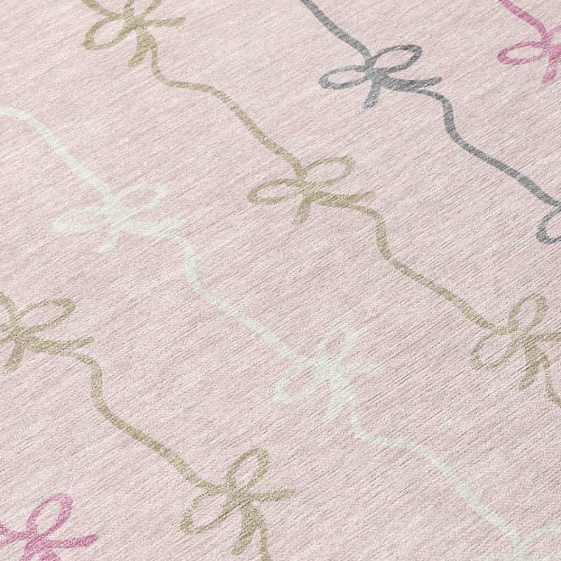 Machine Washable Indoor/Outdoor Chantille ACN2593 Kids Rug, 1'8" x 2'6", Pink