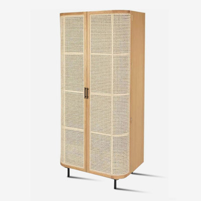 Nordic home bedroom rattan plaited wardrobe