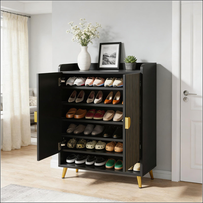 Rangement à chaussures élégant et durable à 7 niveaux avec panneaux réglables pour le vestibule et l'organisation de la cuisine
