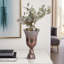 Vase décoratif en verre avec base piédestal pour décoration intérieure - Grand vase décoratif pour console ou salon - Bronze et cuivre-89110031