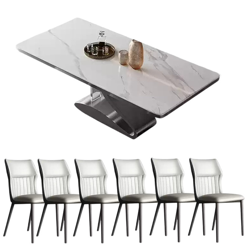Modern simple rectangular home dining table sets, Multicolor, 29.53"H x 55.12"L x 31.5"W