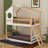 Twin Over Twin Bunk Bed Wood Bed With Roof, Window, Ladder