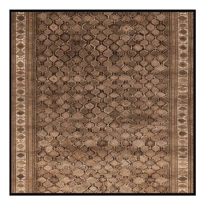 Machine Washable Persian Brown Area Rug, Square 3'
