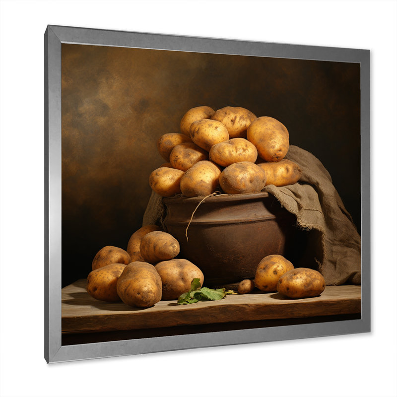 «Potato Amber» sur toile, H 30 po x l 30 po x P 1 po, Cadre simple argenté