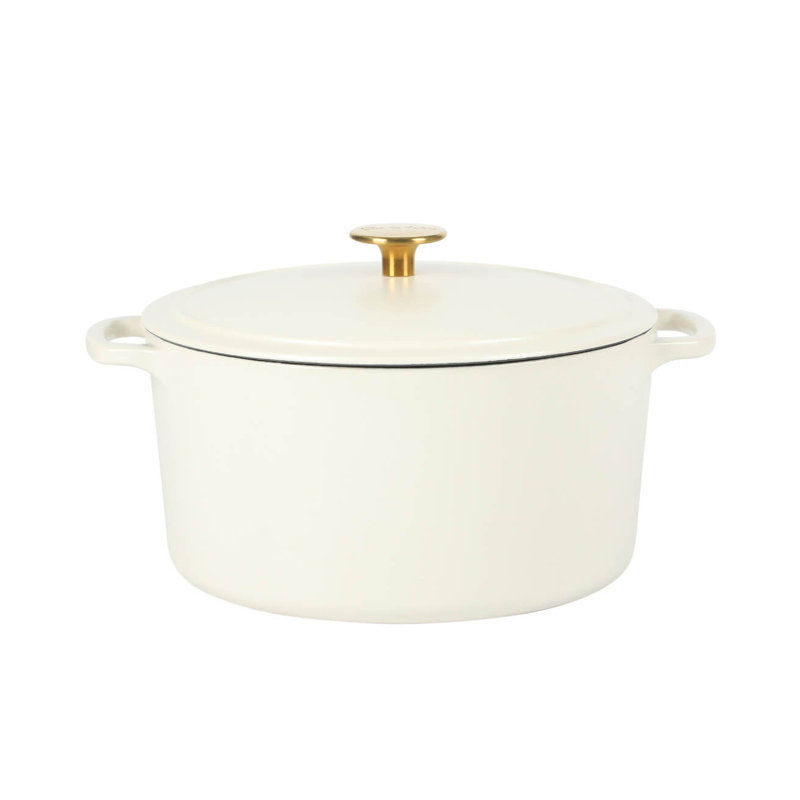 Cocotte en fonte émaillée 5,5 pintes Sur La Table Millau avec couvercle, ronde, Tourterelle mat