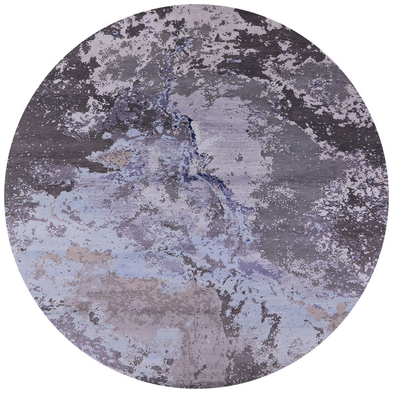 Tapis abstrait gris, Rond 7 pi