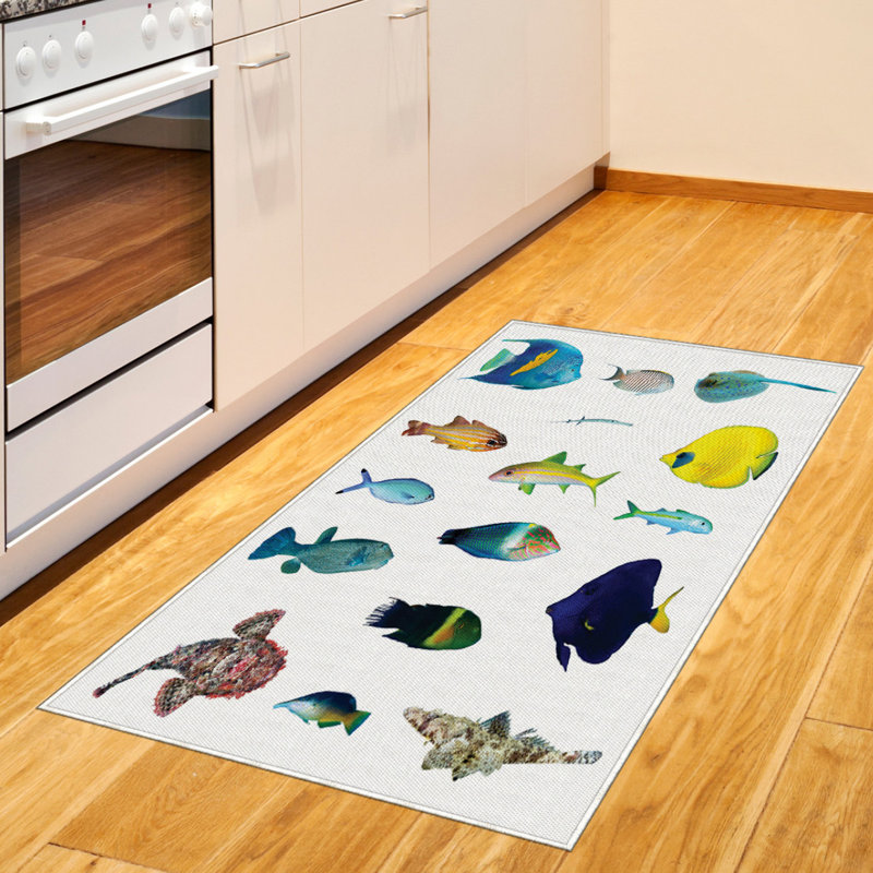 Fish High Density Long Fiber Poly Threads Decorative Area Rug Carpet, Rectangle 2'7" x 5'