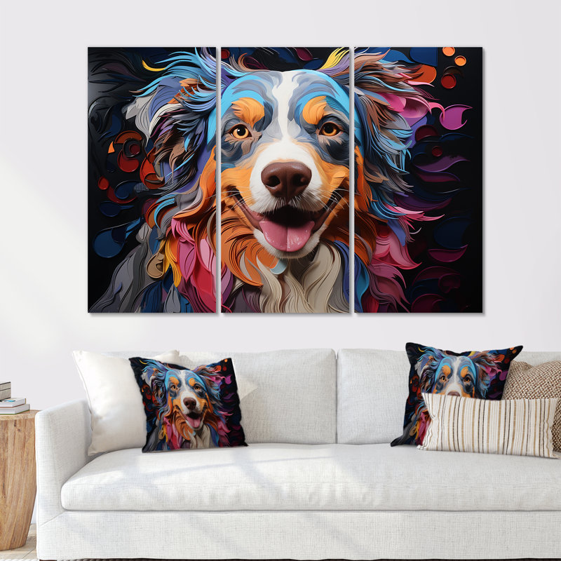 Chien, berger australien, impression d'art mural, H 40 po x l 60 po