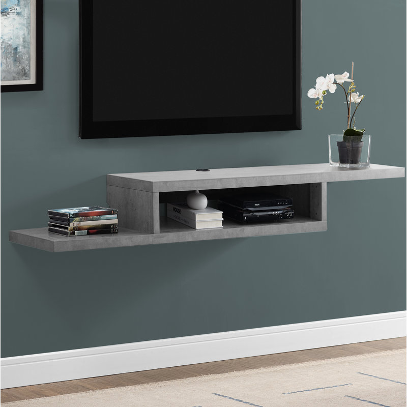 Meuble télé flottant pour téléviseur de 65 po ou moins Sroda, Gris Pierre