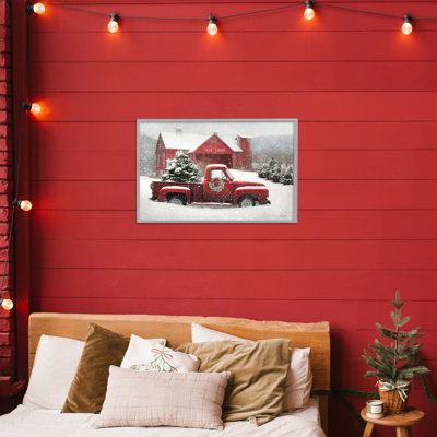 Festive Tree Farm Pickup Framed Giclee, design by Lori Deiter