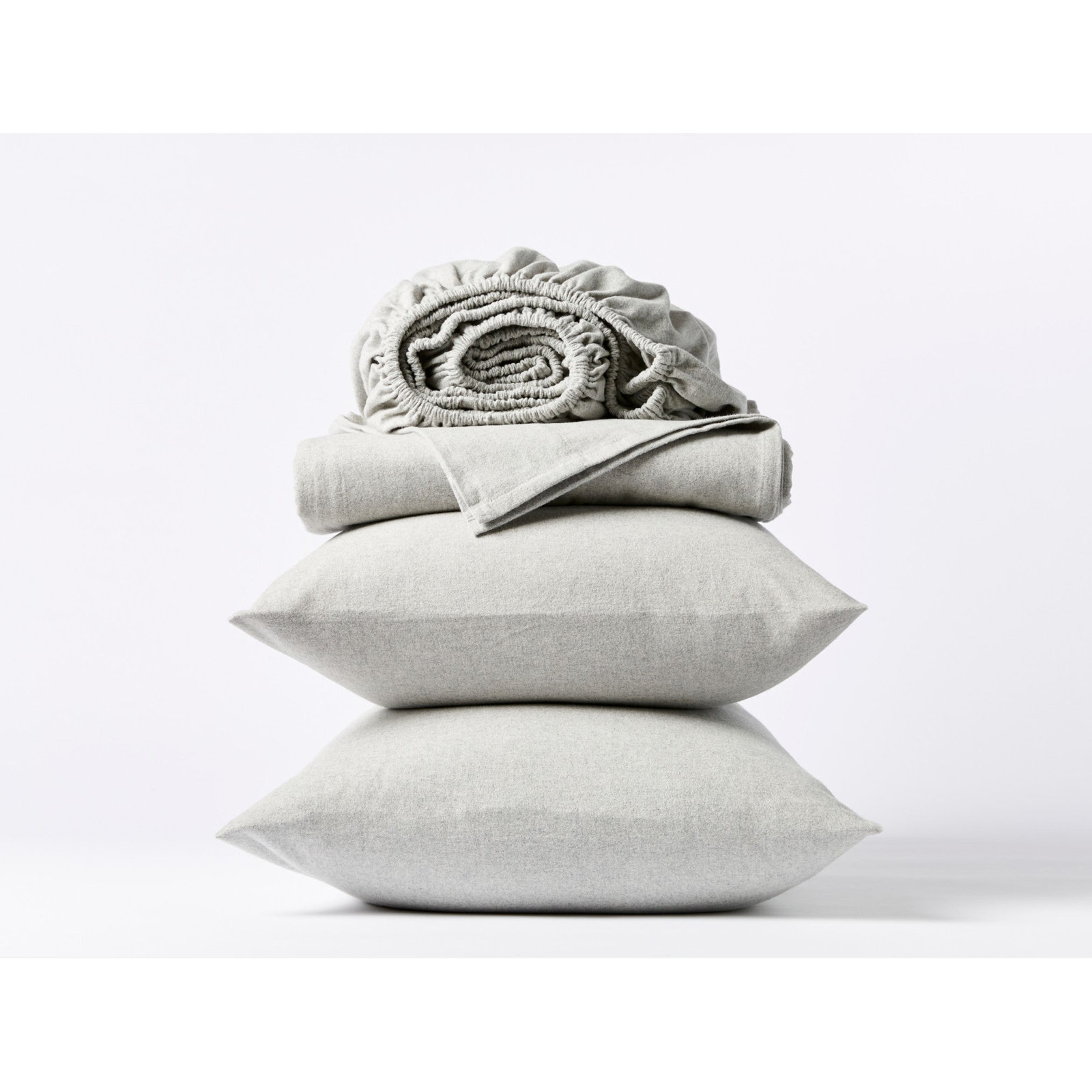 Cloud 100% Cotton Flannel Sheet Set, King Sheet Set with 2 Pillowcases, Pale Gray Heather