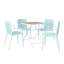 Holiday - Fauteuil empilable 4 pièces en PP pour une utilisation intérieure / extérieure - Dossier à lattes ergonomique avec table pliante multifonctionnelle intérieure / extérieure moderne - Plateau de table en PP avec pieds en métal-1546350359