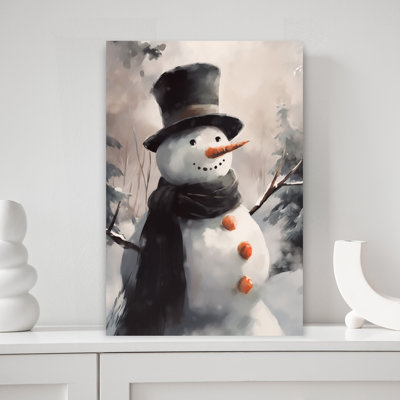«Gentle Winter Snowman Classic Peaceful Serene Forest Winter», reproduction d'art