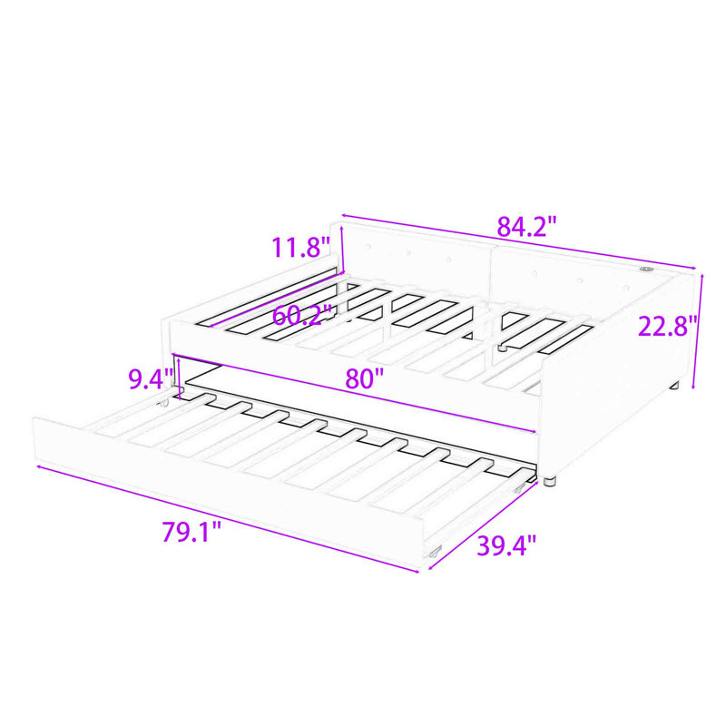 Lit plateforme tapissier Alfkil, Grand