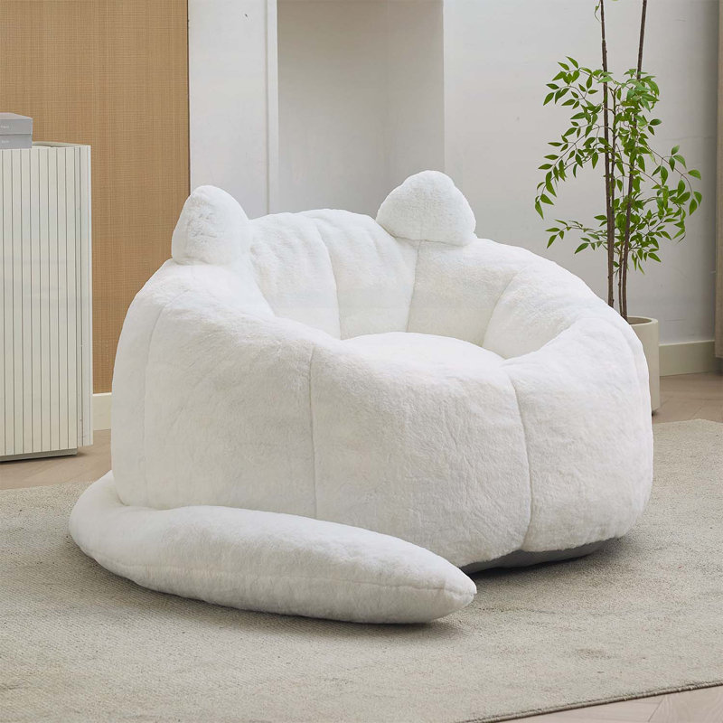 Fauteuil à billes en forme de chat, aucun assemblage requis, White
