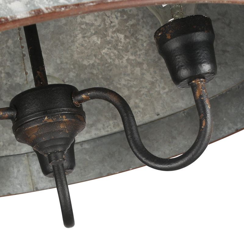 Jasper Antique Black Iron and Galvanized Steel 3-Light Pendant