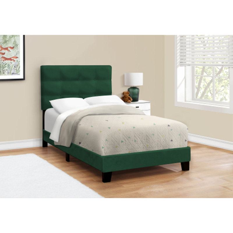 Lit tapissier standard Rojus, Vert, Simple