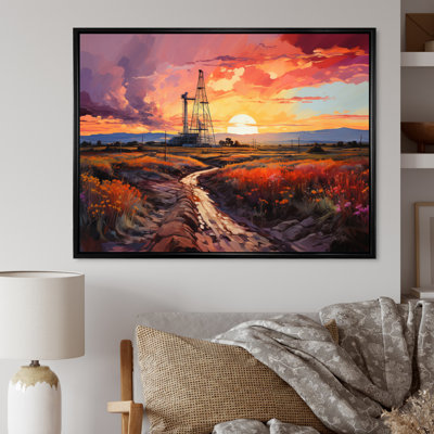 Orange Oil Rigs Rig Resonance II - Oil Rigs / Fields Canvas Print