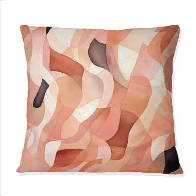 Nutshell Waves Abstract Watercolor III - Abstract Shapes Printed Throw Pillow