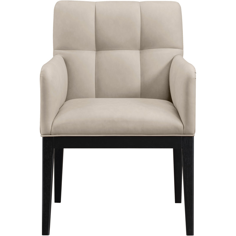Adrian Vegan Leather Dining Arm Chair, Taupe Vegan Leather, Black