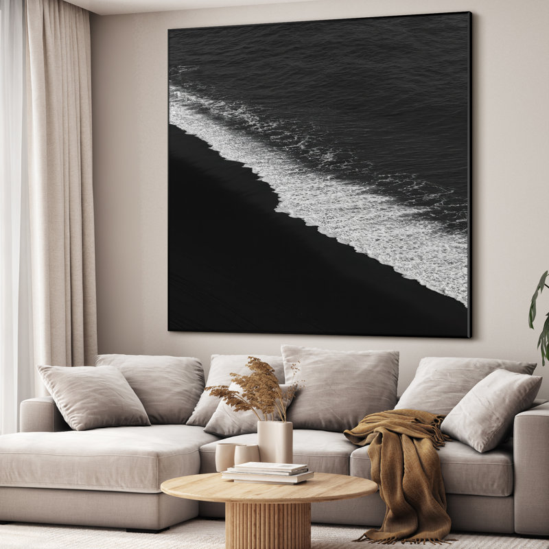 Très grand art mural imprimé sur tissu - Plage, océan, paysage, œuvre d'art, décoration pour le salon ou la chambre à coucher - «Assemblage requis du cadre (cadre non fini)»