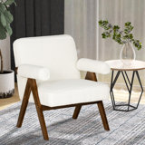 Chaise d'appoint Cashmere avec siège large et accoudoirs rembourrés blanc