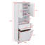 Armoire de salle de bain haute avec portes de panier à linge intégrées et section de rangement ouverte supérieure-1327057586