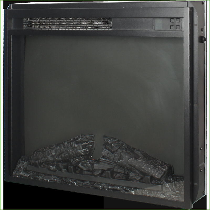 23-Inch Electric Fireplace Insert, Ultra Thin with Realistic Flame, Remote & Timer | Vent Free | Tempered Glass+Sheet Metal