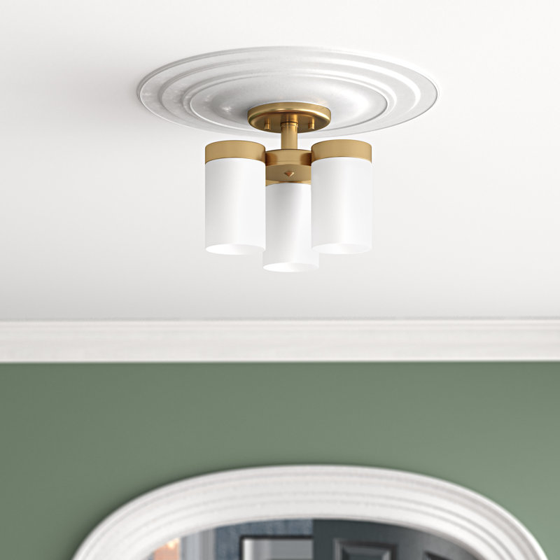 Preston Frosted Glass Semi Flush Mount, Brushed Bronze