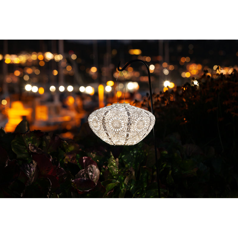 White Ceramic Hanging Winter Candle Lantern