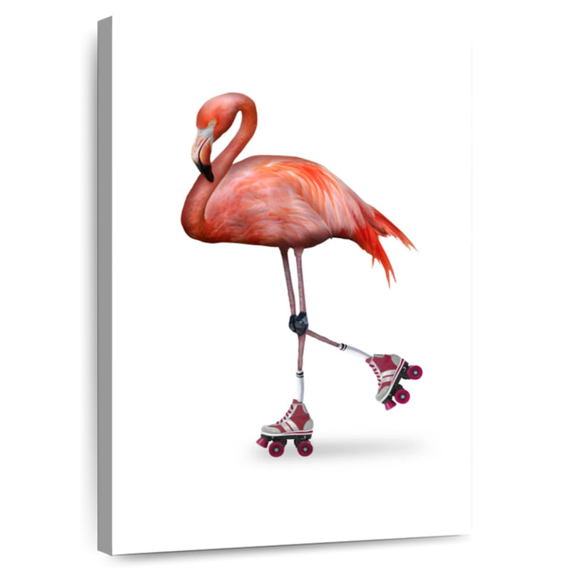 Flamingo Roller Skating, 30" H x 20" W
