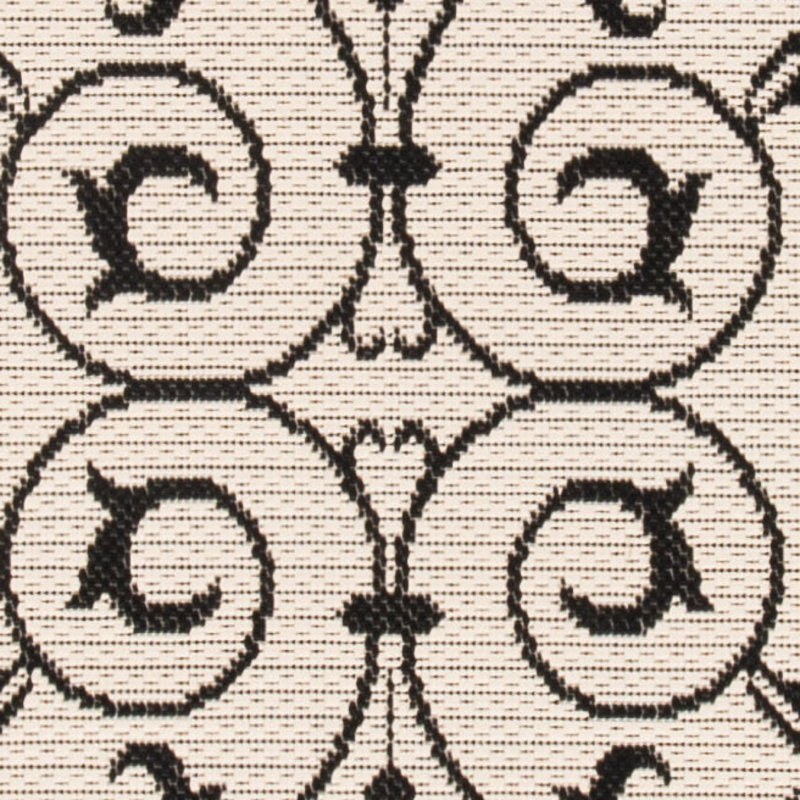 Tapis intérieur / extérieur à motif floral sable / noir Arneshia, Rond 7 pi 1 po