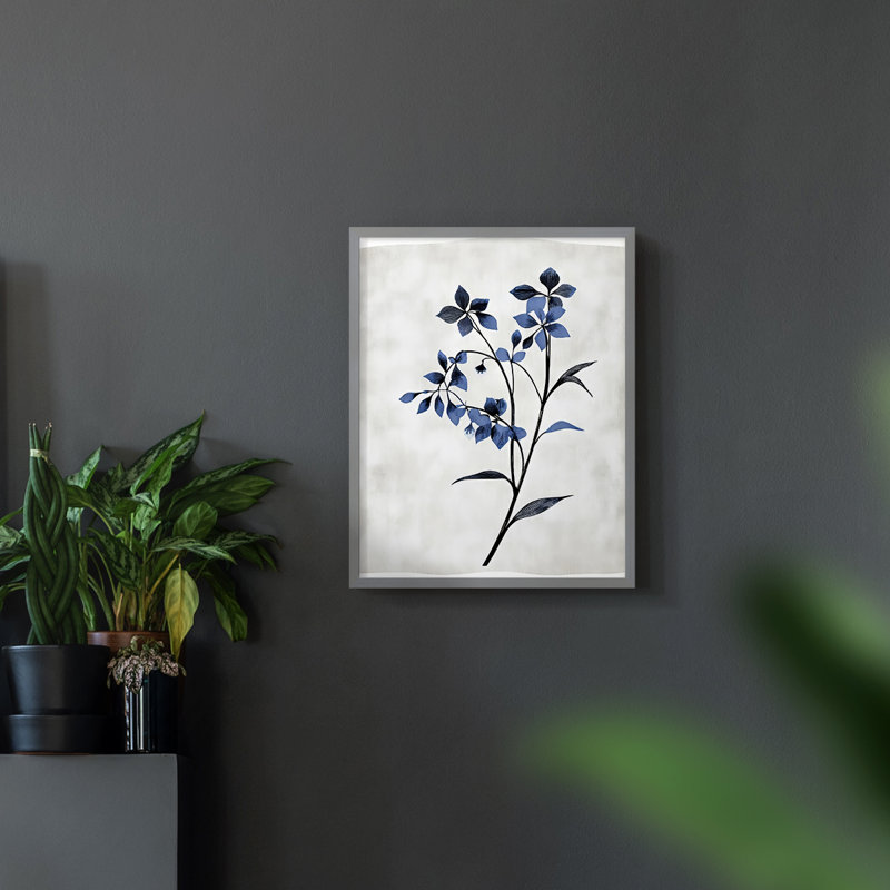 Série FLORAL - Impression encadrée de qualité supérieure - prêt à accrocher - aucun clou requis, Gris, H 11 po x l 9 po