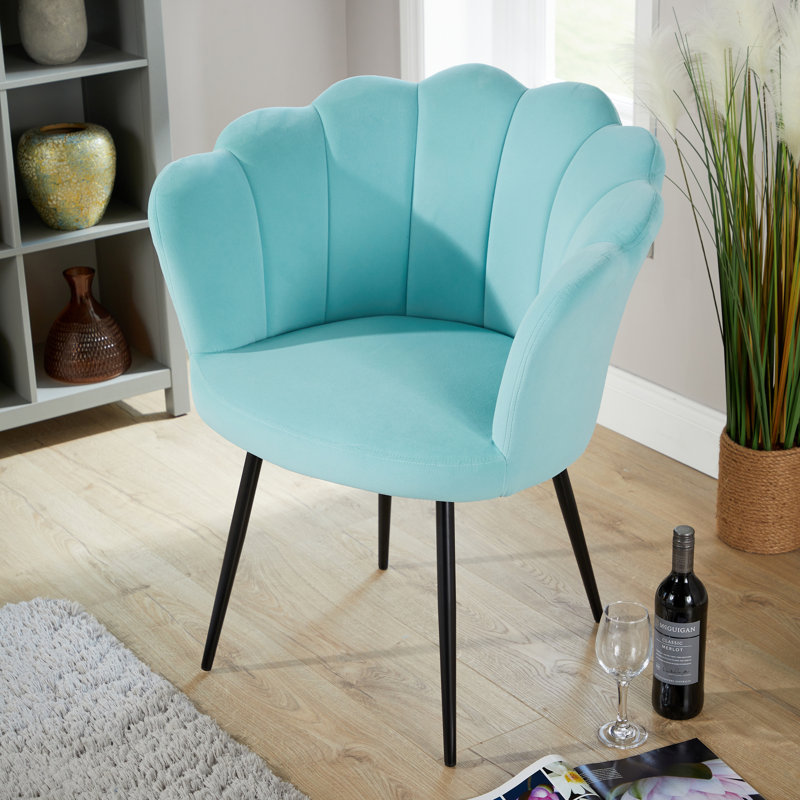 Afifah Scallop Barrel Occasional Accent Chair, Teal