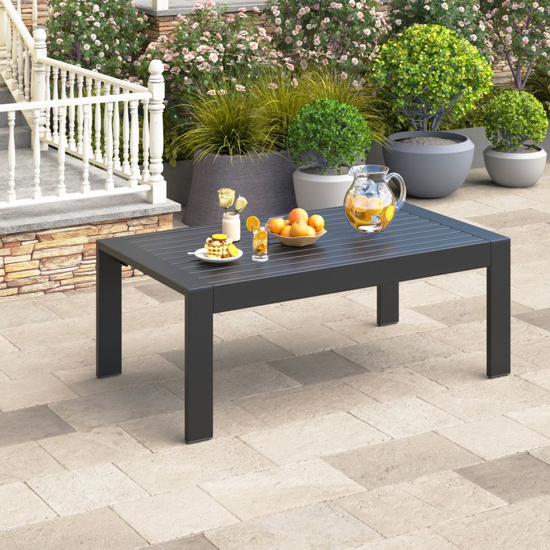 Table basse d'extérieur pour terrasse, Noir, noir, noir, noir