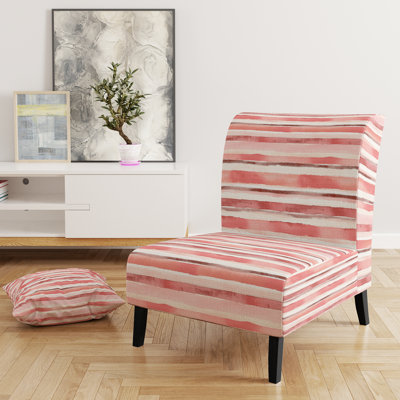Fauteuil de chambre rayé rose et beige