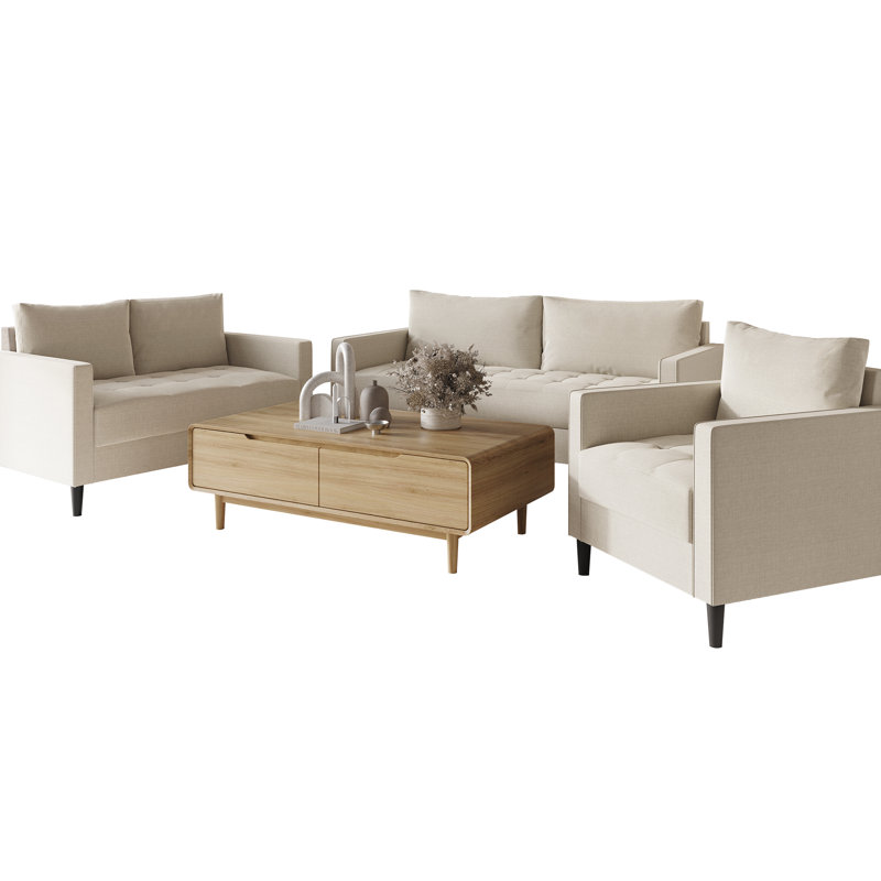 Ensemble de salon 3 pièces Barkim Newquay, Beige
