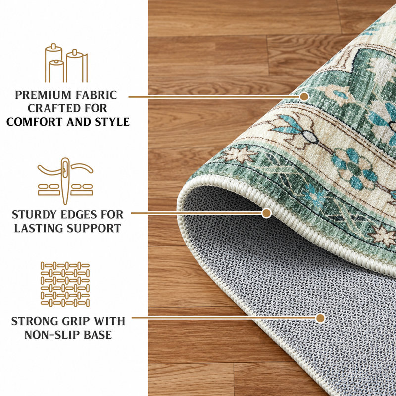 Aspire Homeware Sage Green Tribal Area Rug, Rectangle 120 x 170 cm